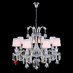 Люстра с 8-ю белыми текстильными абажурами и хрустальными подвесками Lustre Reverie варинант исполнения - 2 | Loft Concept в Кирове