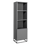 Стеллаж книжный цвета графит с 3-мя открытыми полками и дверкой Strict Lines варинант исполнения - 1 | Loft Concept в Кирове