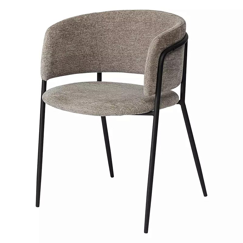 Стул полукруглый с каркасом из металла и мягким сиденьем и спинкой Soft Chenille Черный Капучино Стул полукруглый с каркасом из металла и мягким сиденьем и спинкой Soft Chenille Черный Капучино в Кирове | Loft Concept