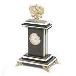 Часы настольные бронзовые с Гербом России из натурального камня Змевик Stone Clock варинант исполнения - 2 | Loft Concept в Кирове