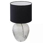 Настольная лампа с черным цилиндрическим тканевым абажуром и фактурным прозрачным основанием Black Cone варинант исполнения - 1 | Loft Concept в Кирове