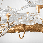 Люстра подвесная с прозрачными стеклянными птичками на ветвях Диаметр 80 см Serip Voa варинант исполнения - 9 | Loft Concept в Кирове