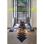 Дизайнерское кресло на металлическом каркасе с подставкой для ног Poltronova Mies Armchair варинант исполнения - 6 | Loft Concept в Кирове