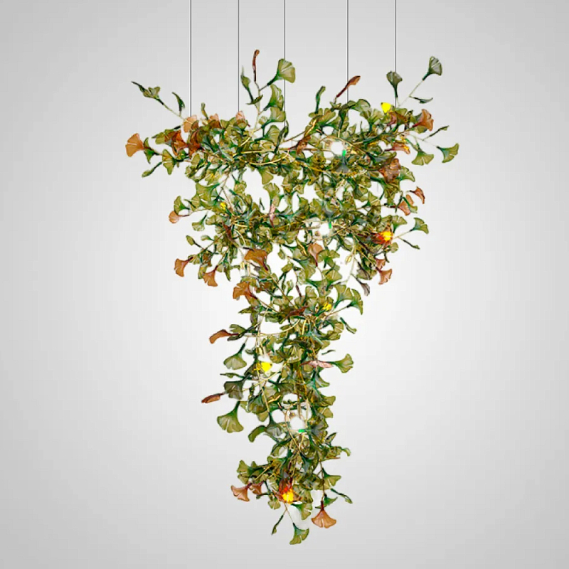 Люстра на ветвистом каркасе с листьями Green Floral Attraction Зеленый Латунь Люстра на ветвистом каркасе с листьями Green Floral Attraction Зеленый Латунь в Кирове | Loft Concept