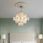 Люстра  с каскадом из круглых декоративных элементов  White Clear Glass Chandelier варинант исполнения - 5 | Loft Concept в Кирове