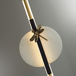 Подвесной светильник с шарообразным плафоном из алебастра и бронзовой декоративной стрекозой Alaris  варинант исполнения - 6 | Loft Concept в Кирове