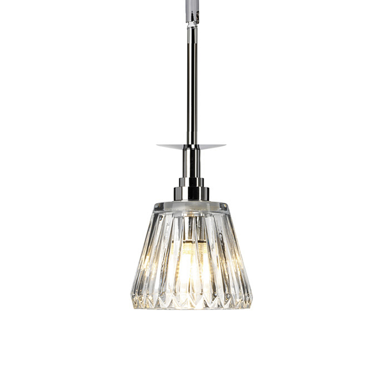 Подвесной светильник хромированного цвета с граненым прозрачным стеклянным плафоном Elstead Lighting Прозрачное Стекло Хром в Кирове | Loft Concept 