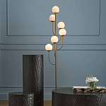 Торшер с 6-ю белыми стеклянными плафонами в форме шаров Gooseneck Pelle Chandelier варинант исполнения - 2 | Loft Concept в Кирове