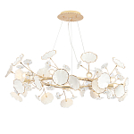 Люстра круглая с белыми лепестками из керамики и прозрачными хрустальными цветками Диаметр 82 см Wintery flovers варинант исполнения - 1 | Loft Concept в Кирове