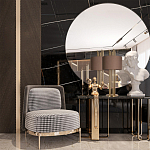 Настольная лампа с цилиндрическим абажуром из коричневой ткани и золотыми трубочками Brown Aura варинант исполнения - 4 | Loft Concept в Кирове