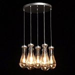 Люстра с 7-ю прозрачными плафонами из стекла в форме капли на круглом потолочном основании цвета хром Lucid Rain  варинант исполнения - 3 | Loft Concept в Кирове