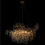 Подвесная люстра в виде ветвей деревьев золотого цвета с прозрачными подвесками-каплями 10 и 14 ламп Droplet Chandelier варинант исполнения - 4 | Loft Concept в Кирове