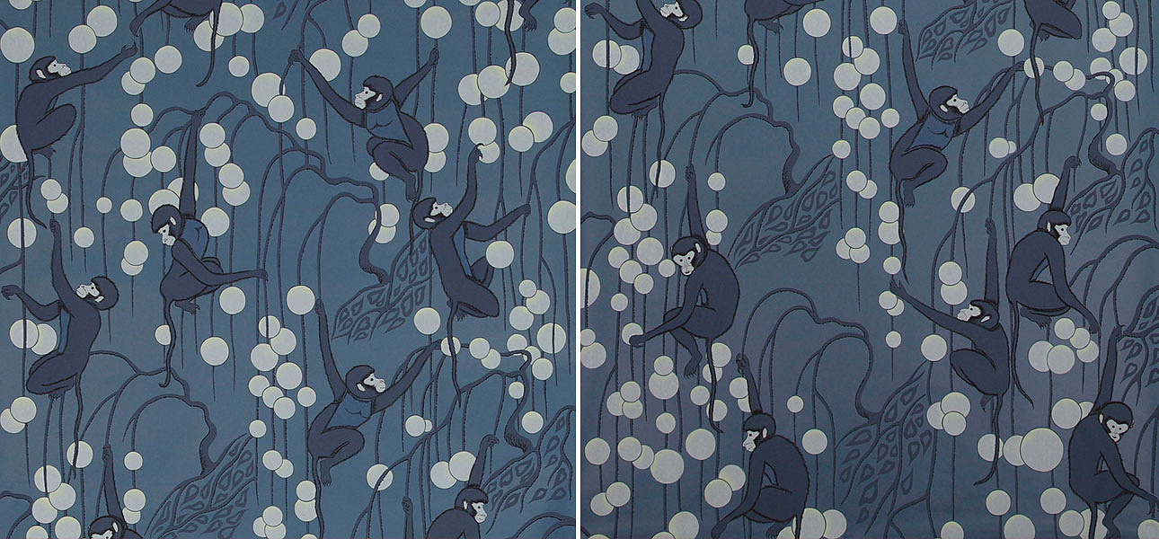 Обои ручная роспись Deco Monkeys Parisian Blue on dyed paper Обои ручная роспись Deco Monkeys Parisian Blue on dyed paper - Loft-Concept в Кирове