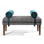 Банкетка Banquette PIED DE POULE с принтом гусиная лапка и синими подлокотниками  варинант исполнения - 1 | Loft Concept в Кирове