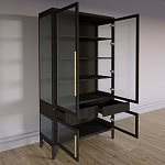 Витрина Primo со стеклянными фасадами и 2 ящиками Темный орех варинант исполнения - 6 | Loft Concept в Кирове