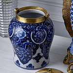 Ваза с насыщенным синим орнаментом и золотой крышкой Blue & White Ornament  варинант исполнения - 4 | Loft Concept в Кирове