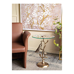 Столик с круглой стеклянной столешницей и корпусом в виде двух павлинов на ветке Table Two Peacocks варинант исполнения - 7 | Loft Concept в Кирове