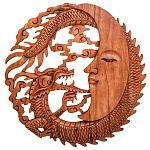 Панно из дерева дракон и луна Panel With Animals варинант исполнения - 1 | Loft Concept в Кирове