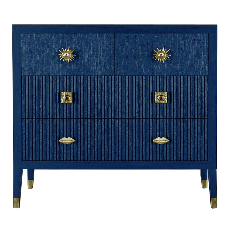 Бельевой Комод с 4 ящиками Elsa Dreams Blue Синий в Кирове | Loft Concept 