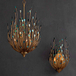 Бра настенное золотое с декором из бирюзовых элементов Peacock Tail варинант исполнения - 4 | Loft Concept в Кирове