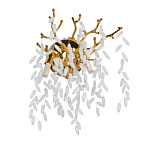 Бра золотого цвета с ветвями и белыми овальными стеклянными подвесками Droplet Chandelier варинант исполнения - 1 | Loft Concept в Кирове