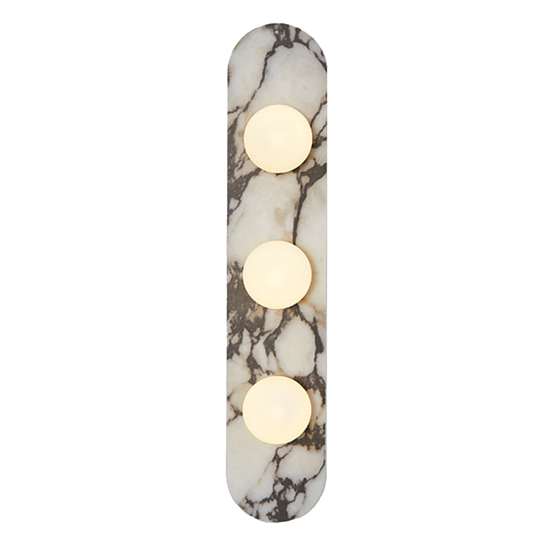 Бра с каменным основанием и 3-мя плафоном из стекла Shaw Marble Lighting Белый Черный Коричневый Бежевый Зеленый Бра с каменным основанием и 3-мя плафоном из стекла Shaw Marble Lighting Белый Черный Коричневый Бежевый Зеленый в Кирове | Loft Concept