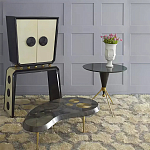 Дизайнерский журнальный столик с круглой столешницей на золотых ножках Risenbix варинант исполнения - 1 | Loft Concept в Кирове