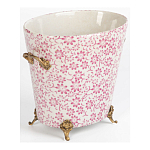 Кашпо из белого фарфора с розовым цветочным орнаментом Eden Garden варинант исполнения - 2 | Loft Concept в Кирове