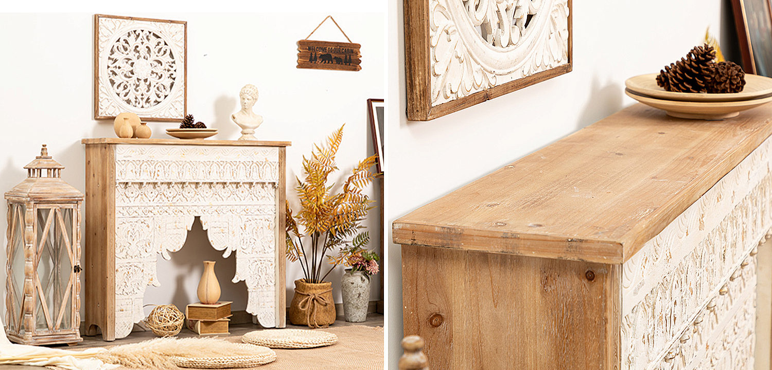 Консоль Indian Antique White Furniture Shakti Console Консоль Indian Antique White Furniture Shakti Console - Loft-Concept в Кирове