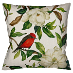 Декоративная подушка бежевая с изображением птиц и цветов Blooming Birds варинант исполнения - 1 | Loft Concept в Кирове