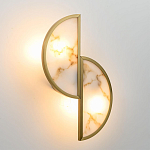 Бра с двумя полукруглыми плафонами из искусственного алебастра в бронзовой оправе Marbella варинант исполнения - 3 | Loft Concept в Кирове