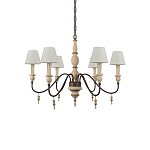 Люстра на металлическом основании с 6-ю белыми тканевыми абажурами Terrain варинант исполнения - 2 | Loft Concept в Кирове