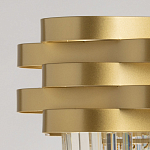 Люстра цвета матового золота с металлическими лентами и длинными прозрачными подвесками Gilded Waves варинант исполнения - 7 | Loft Concept в Кирове