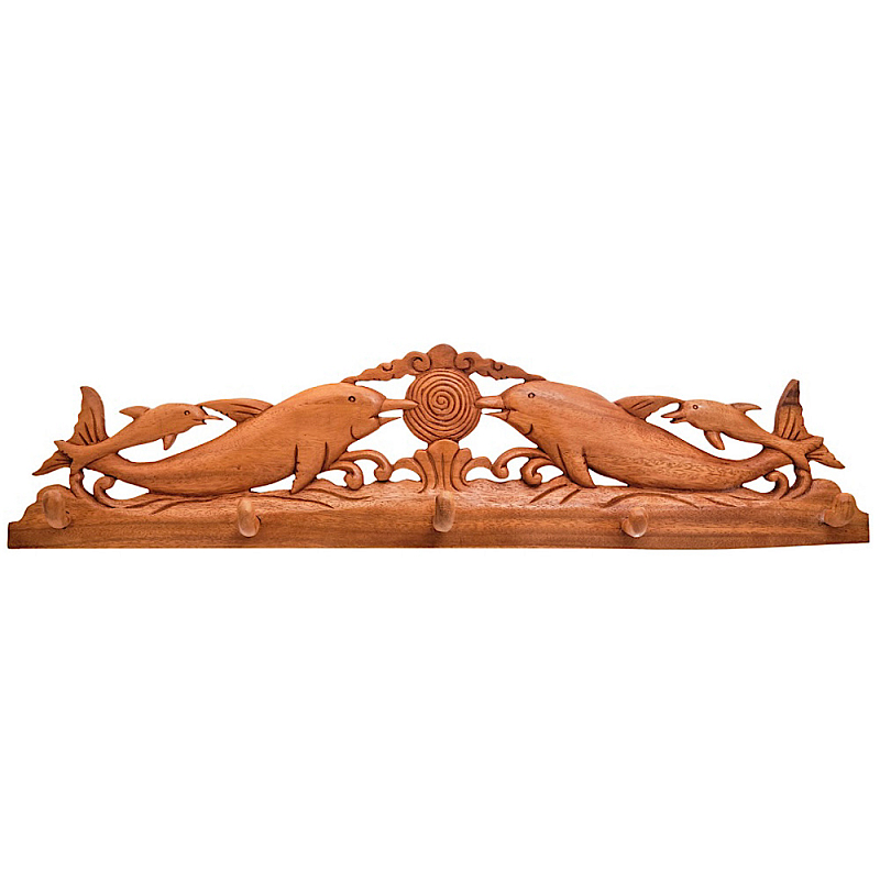 Панно-вешалка из дерева дельфины Panel With Animals Коричневый в Кирове | Loft Concept 