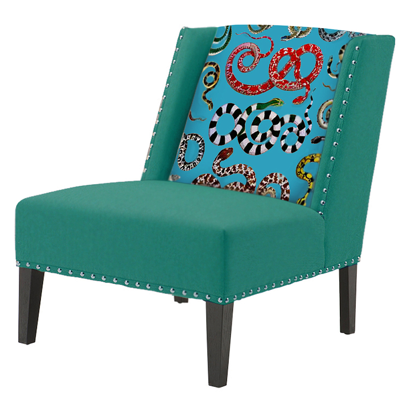 FUN Armchair Snakes Turquoise Дизайнерское кресло с цветным принтом Бирюзовый FUN Armchair Snakes Turquoise Дизайнерское кресло с цветным принтом Бирюзовый в Кирове | Loft Concept
