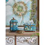 Салфетница прямоугольная голубого цвета с цветами и бабочками Blue Garden варинант исполнения - 2 | Loft Concept в Кирове