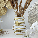 Ваза белая с рельефной поверхностью и золотыми полосами Vase Beehive варинант исполнения - 5 | Loft Concept в Кирове