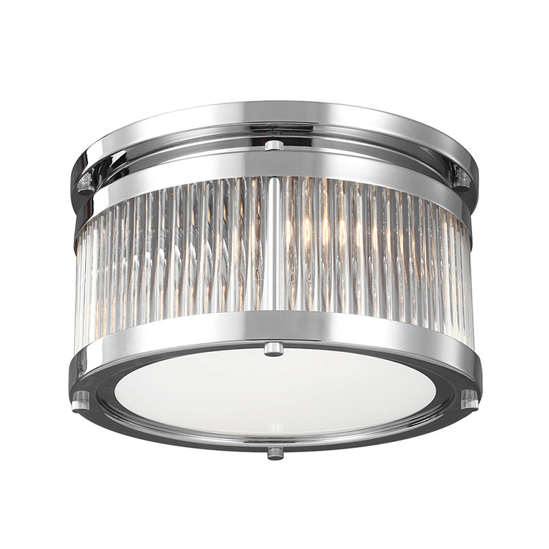 Потолочный светильник с цилиндрическим плафоном из рифленого прозрачного стекла Feiss Прозрачный Хром в Кирове | Loft Concept 