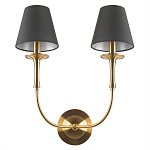 Бра с металлическим основанием бронзового цвета и 2-мя черными конусовидными абажурами Dignity варинант исполнения - 3 | Loft Concept в Кирове