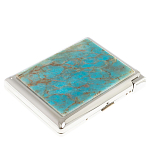 Портсигар на 20 сигарет с газовой зажигалкой из натурального камня Апатит Голубой Stone Cigarettes Cases варинант исполнения - 1 | Loft Concept в Кирове