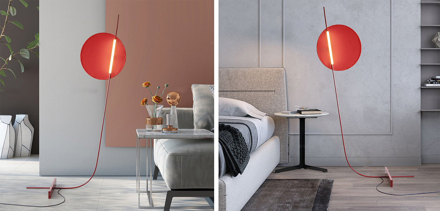 Красный Дизайнерский Торшер Модерн середины ХХ века Red Circle Floor Standing Light Красный Дизайнерский Торшер Модерн середины ХХ века Red Circle Floor Standing Light - Loft-Concept в Кирове
