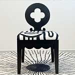 Дизайнерский стул с круглой деревянной спинкой Black and White Clover варинант исполнения - 2 | Loft Concept в Кирове