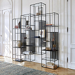 Стеллаж из металла и стекла Menzie Black Stripes Metal Rack варинант исполнения - 6 | Loft Concept в Кирове