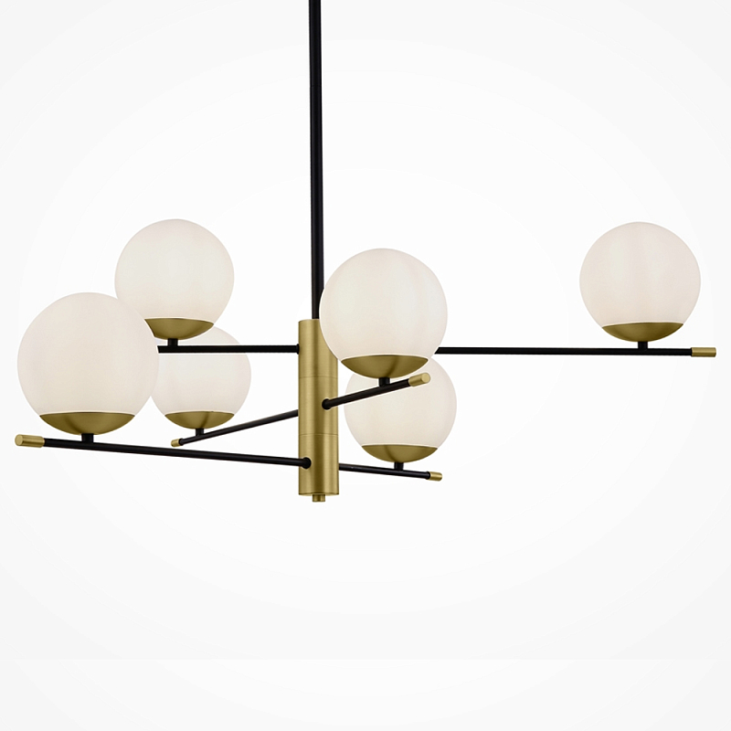 Светильник Spike Six Balls Hanging Lamp матовое золото Прозрачный белый в Кирове | Loft Concept 