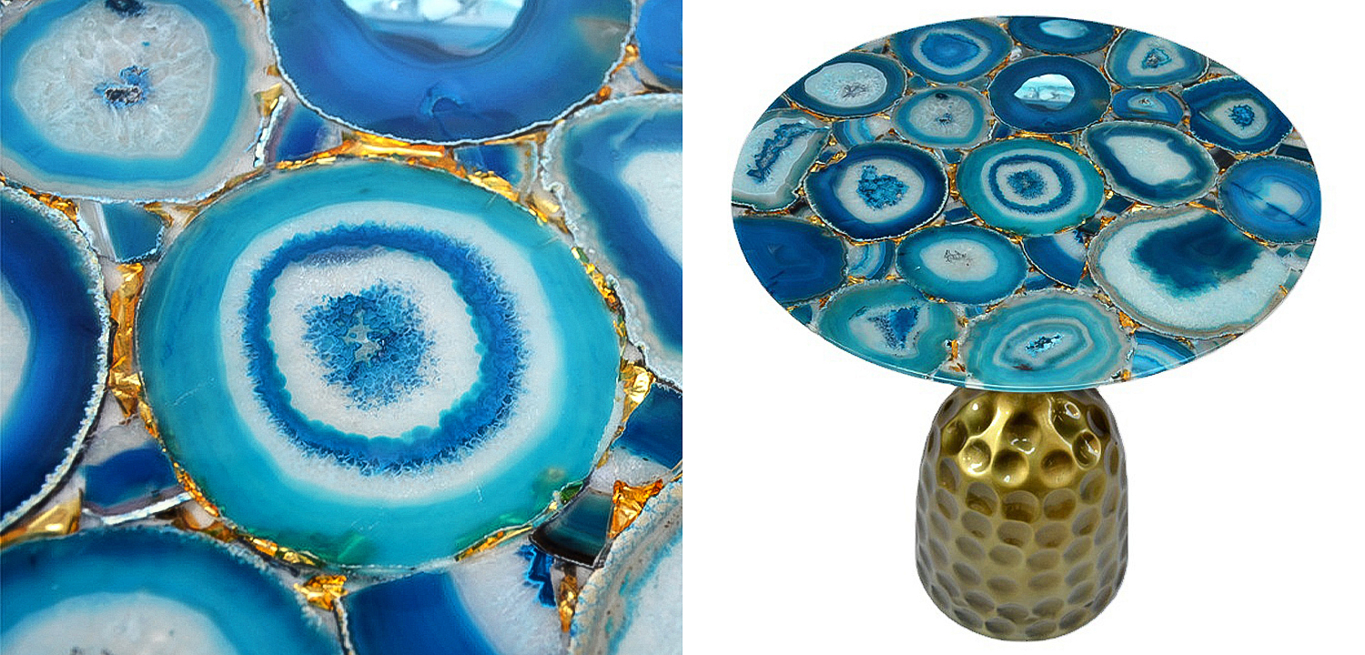 Приставной стол Cluster Surface Blue Agate Side Table Приставной стол Cluster Surface Blue Agate Side Table - Loft-Concept в Кирове