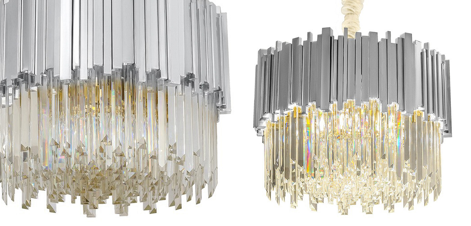 Круглая люстра Luxxu Modern Cascade Chandelier Silver Metal Glass 40 Круглая люстра Luxxu Modern Cascade Chandelier Silver Metal Glass 40 - Loft-Concept в Кирове