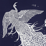 Обои ручная роспись в стиле Арт-деко Whistler Peacocks Special Colourway on Empire Blue dyed silk варинант исполнения - 1 | Loft Concept в Кирове