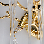 Бра золотого цвета с разветвленными ветвями и длинными прозрачными подвесками в форме стеклянных сосулек Droplet Chandelier варинант исполнения - 6 | Loft Concept в Кирове