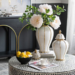 Ваза с золотыми полосами на белом фоне Chinoiserie Ceramics варинант исполнения - 3 | Loft Concept в Кирове