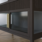 Витрина Primo со стеклянными фасадами и 2 ящиками Темный орех варинант исполнения - 3 | Loft Concept в Кирове